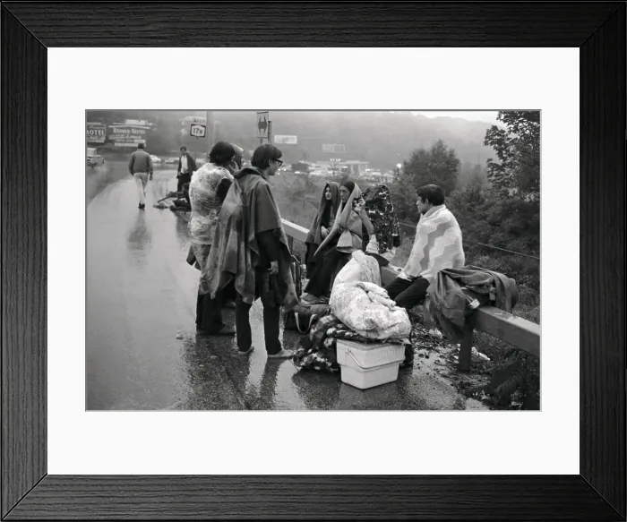 Framed Print : Hippies Sitting Beside Highway in the Rain Framed Print : Hippies Sitting Beside Highway in the Rain