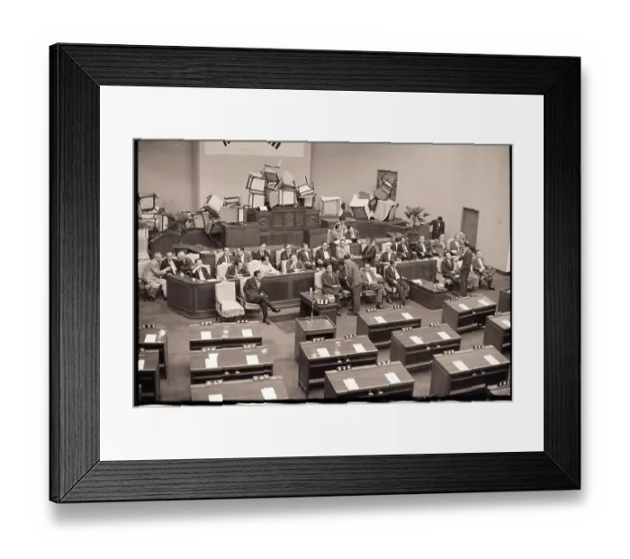 Framed Print : Lawmakers Set Up Barricade at National Assembly Framed Print : Lawmakers Set Up Barricade at National Assembly