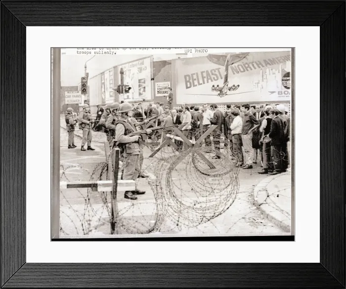 Framed Print : British Troops Behind Barbed Wire