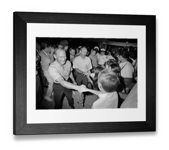 Framed Print : Astronauts Shaking Hands with Employees Framed Print : Astronauts Shaking Hands with Employees