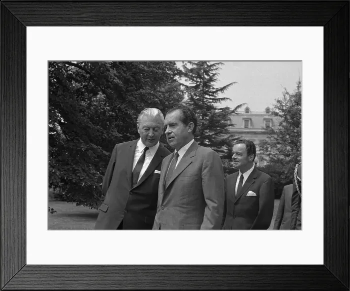 Framed Print : Richard Nixon Outdoors with Kurt George Kiesinger Framed Print : Richard Nixon Outdoors with Kurt George Kiesinger