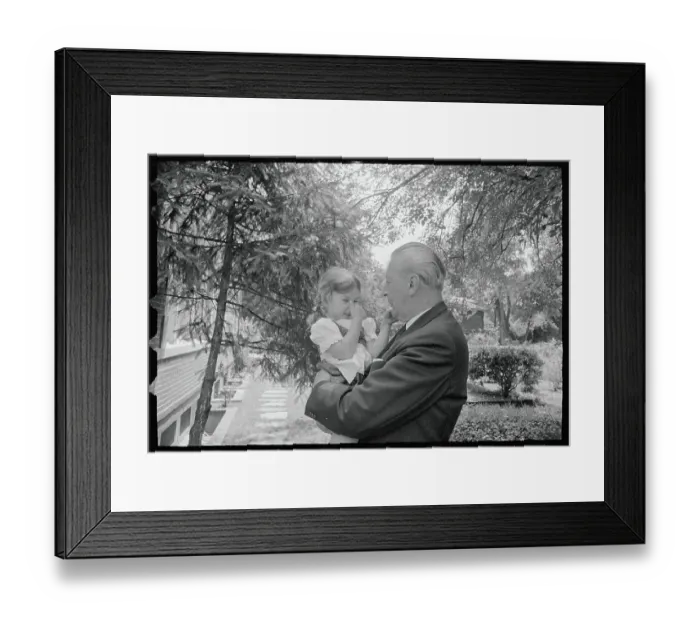 Framed Print : Chancellor Kurt George Kiesinger with Granddaughter Holding Nose