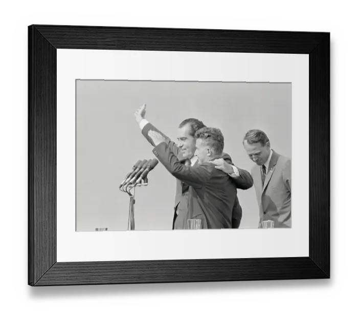 Framed Print : Richard Nixon Waving with Arm Around Ceausescu Framed Print : Richard Nixon Waving with Arm Around Ceausescu
