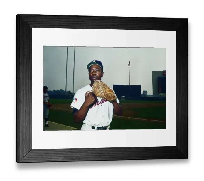 Framed Print : Hank Aaron Holding Baseball Glove Framed Print : Hank Aaron Holding Baseball Glove