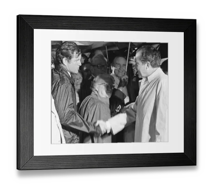 Framed Print : Edward Kennedy Greeting Richard Nixon in the Rain Framed Print : Edward Kennedy Greeting Richard Nixon in the Rain