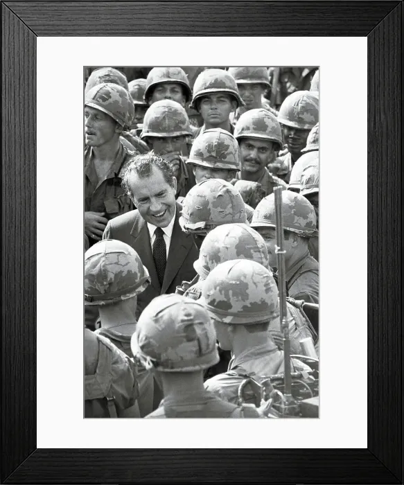 Framed Print : Richard Nixon with Troops in Vietnam Framed Print : Richard Nixon with Troops in Vietnam