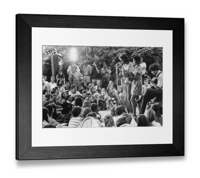 Framed Print : Joan Baez Performs with Group Outside Framed Print : Joan Baez Performs with Group Outside