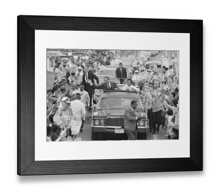Framed Print : President Richard Nixon in Motorcade in Philippines Framed Print : President Richard Nixon in Motorcade in Philippines