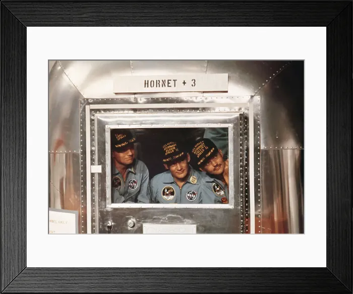 Framed Print : Neil Armstrong and Fellow Astronauts in Quarantine Trailer Framed Print : Neil Armstrong and Fellow Astronauts in Quarantine Trailer