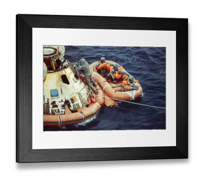 Framed Print : Astronauts Waiting in Life Raft Framed Print : Astronauts Waiting in Life Raft