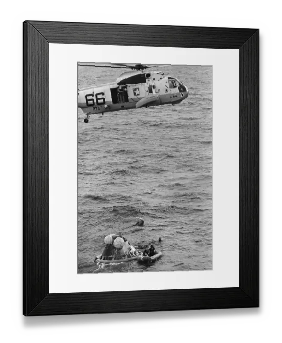 Framed Print : Rescue Helicopter Lifts Astronaut Framed Print : Rescue Helicopter Lifts Astronaut