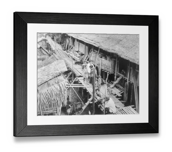 Framed Print : People and Animals in Longhouse Framed Print : People and Animals in Longhouse