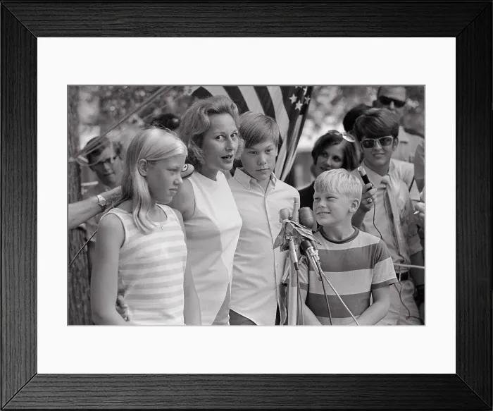Framed Print : Joan Aldrin and Children Standing Near American Flag Framed Print : Joan Aldrin and Children Standing Near American Flag