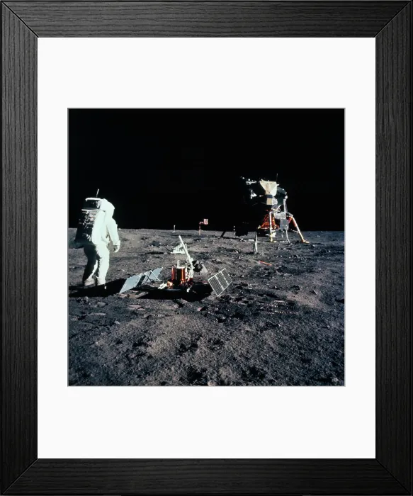 Framed Print : Buzz Aldrin and the Deployed EASEP Package Framed Print : Buzz Aldrin and the Deployed EASEP Package