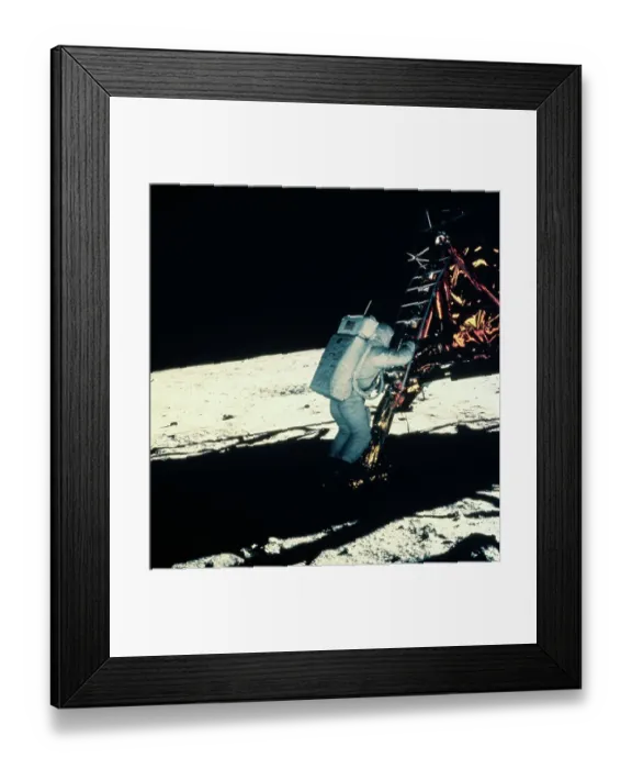 Framed Print : Buzz Aldrin Descending onto the Moon Framed Print : Buzz Aldrin Descending onto the Moon