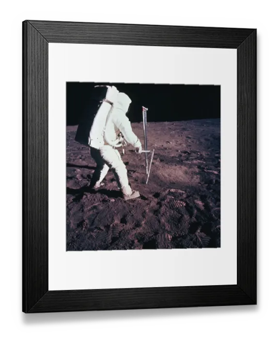 Framed Print : Buzz Aldrin Deploying the EASEP Framed Print : Buzz Aldrin Deploying the EASEP