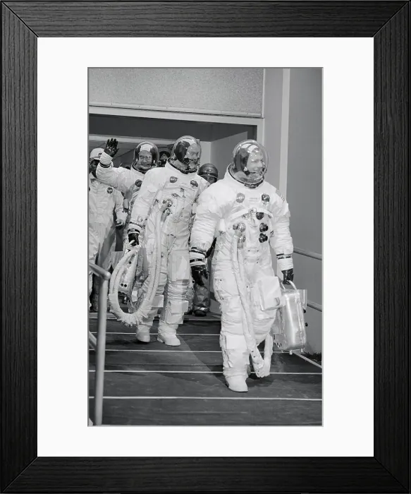 Framed Print : Three Astronauts Leaving Quarters Together Framed Print : Three Astronauts Leaving Quarters Together