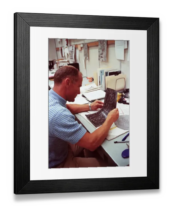 Framed Print : Ed Aldrin Studying Moon Charts Framed Print : Ed Aldrin Studying Moon Charts