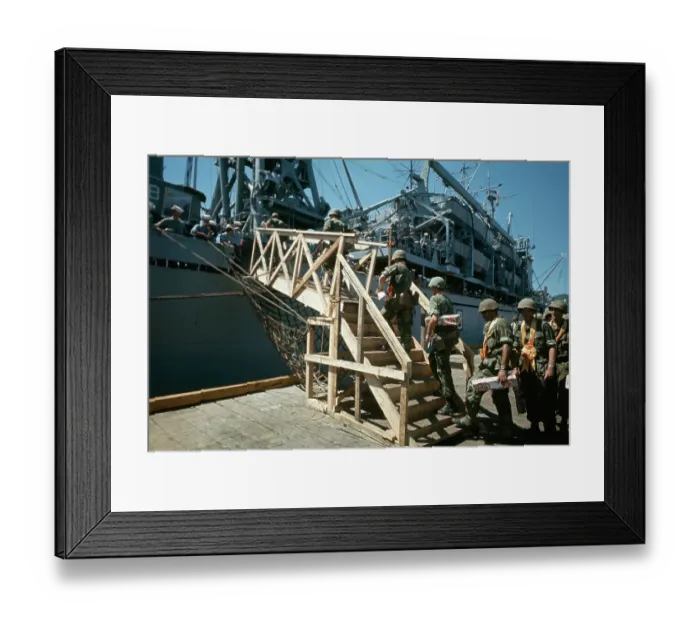 Framed Print : Troops Board Ship Leaving Vietnam Framed Print : Troops Board Ship Leaving Vietnam