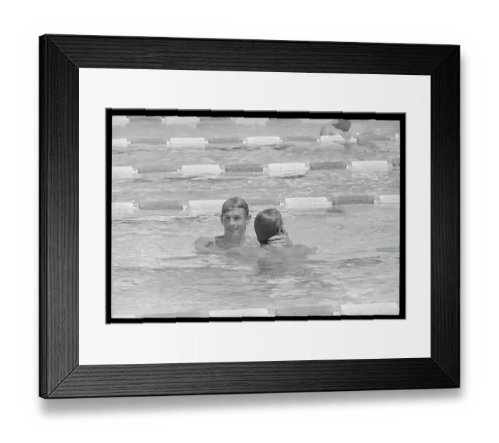 Framed Print : Roland Matthes Being Embraced by Opponent in Pool Framed Print : Roland Matthes Being Embraced by Opponent in Pool