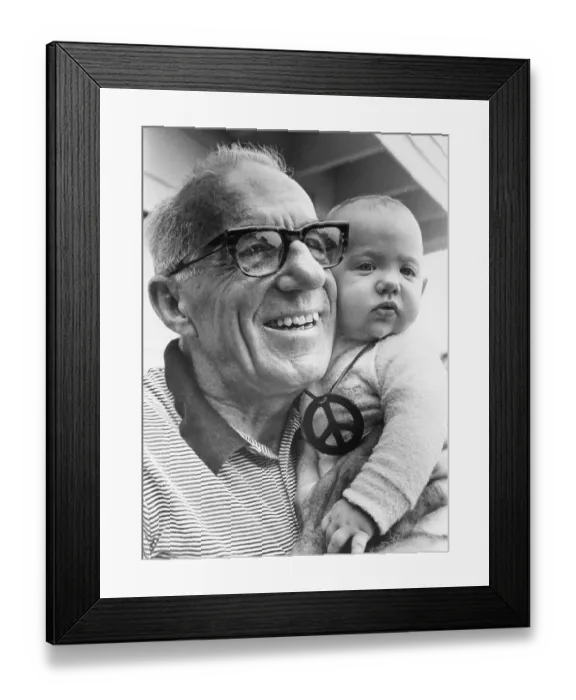 Framed Print : Dr. Spock Holding Baby Framed Print : Dr. Spock Holding Baby