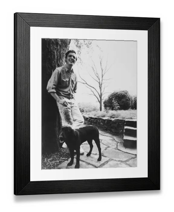 Framed Print : James Wyeth Posing with Dog