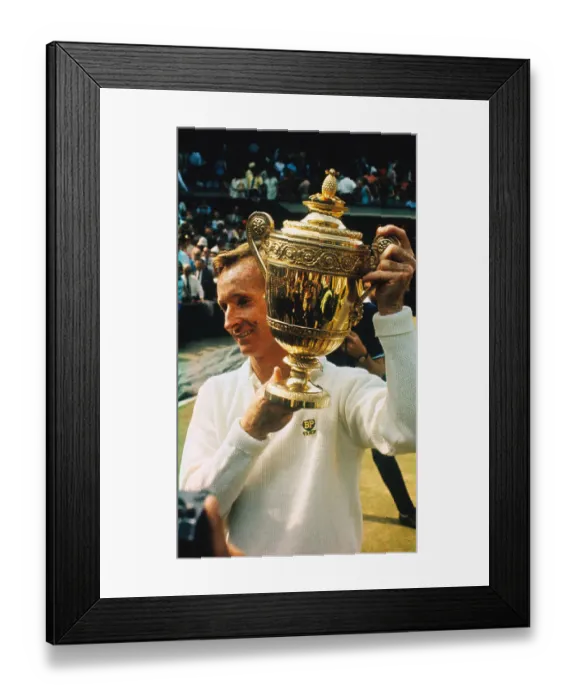 Framed Print : Rod Laver Smiling as He Holds Gold Cup Framed Print : Rod Laver Smiling as He Holds Gold Cup