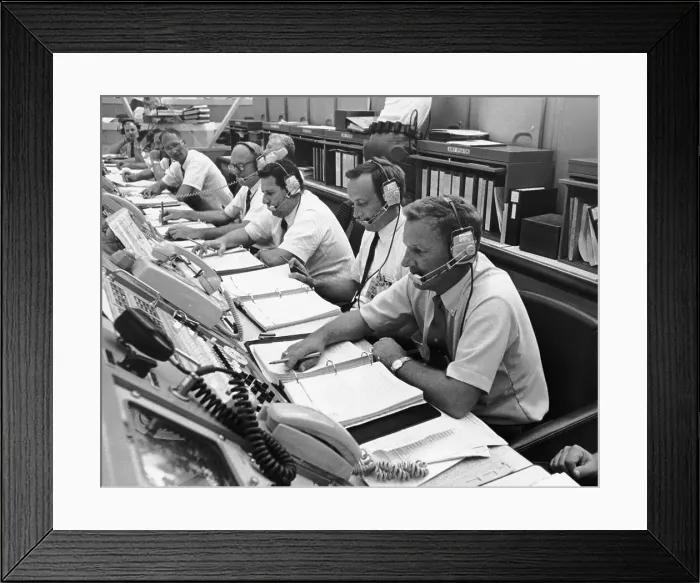 Framed Print : Directors Monitor Apollo in Control Room Framed Print : Directors Monitor Apollo in Control Room