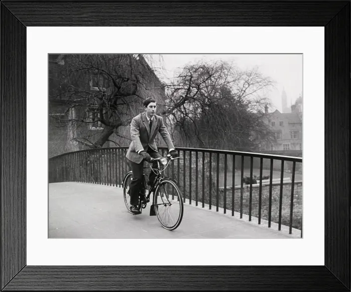 Framed Print : Prince Charles Riding Bicycle Framed Print : Prince Charles Riding Bicycle