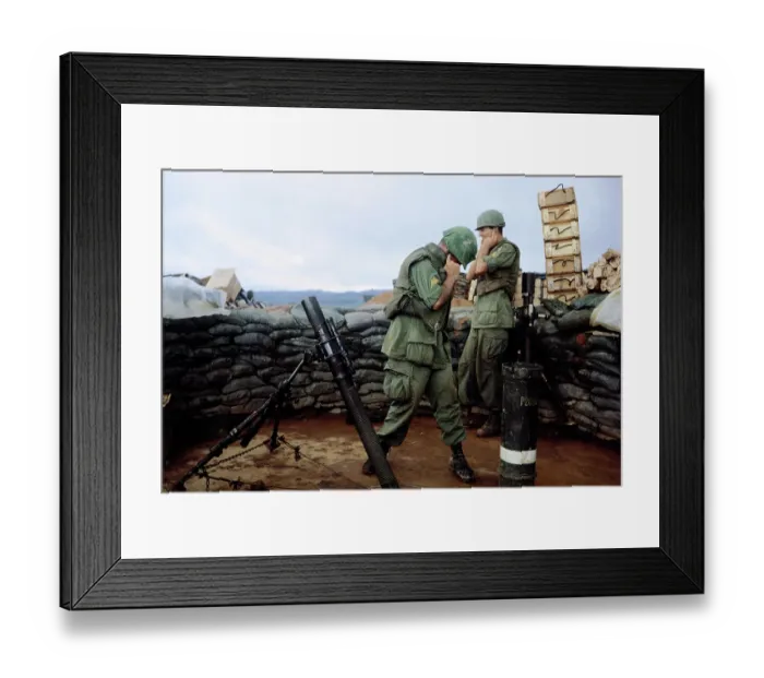 Framed Print : Soldiers Waiting for Explosive to Fire Framed Print : Soldiers Waiting for Explosive to Fire