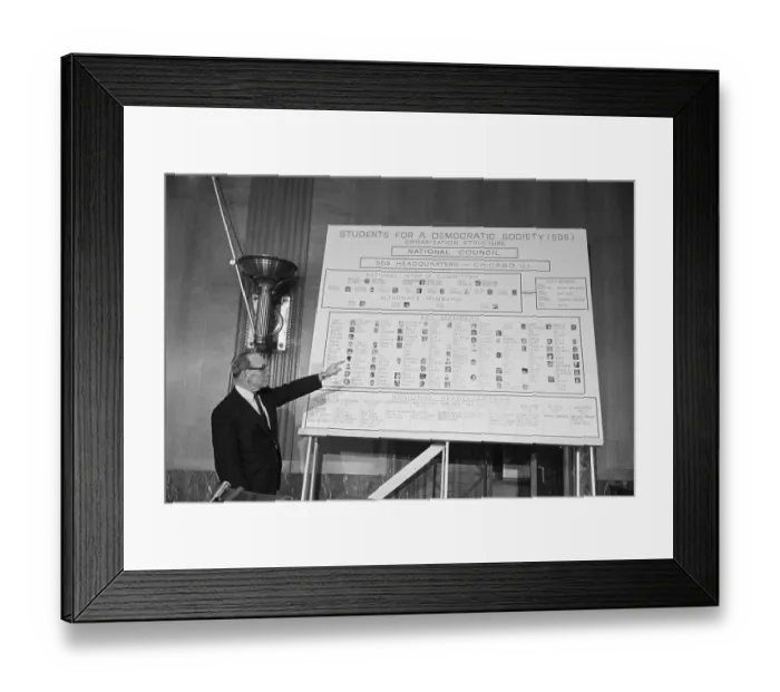 Framed Print : Senator Points to SDS Hierarchy Chart Framed Print : Senator Points to SDS Hierarchy Chart