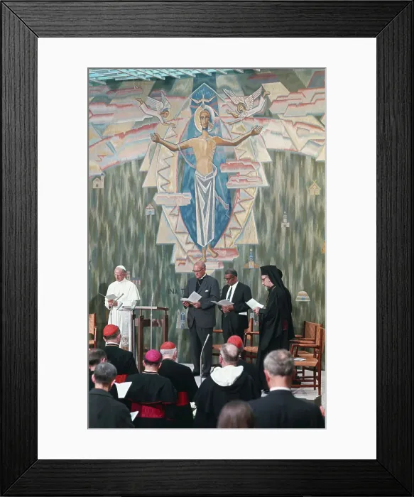 Framed Print : Pope Paul VI Praying with Others at Conference Framed Print : Pope Paul VI Praying with Others at Conference