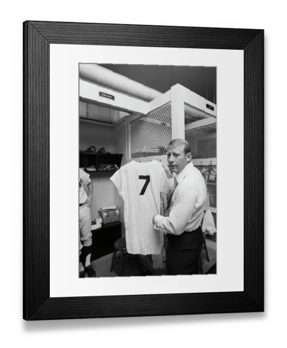 Framed Print : Mickey Mantle Holding Retired #7 Jersey Framed Print : Mickey Mantle Holding Retired #7 Jersey