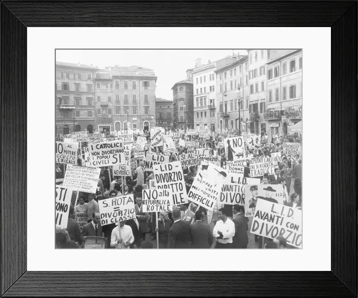Framed Print : Italians Picket Catholic Divorce Law Framed Print : Italians Picket Catholic Divorce Law