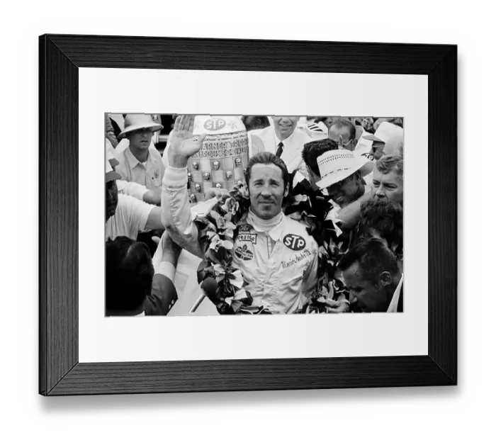 Framed Print : Mario Andretti Bedecked With Flowers Framed Print : Mario Andretti Bedecked With Flowers