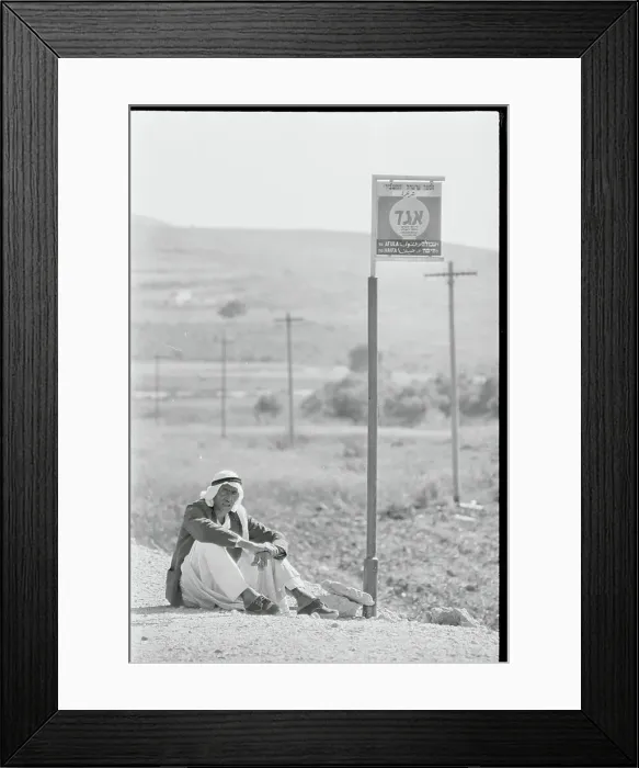 Framed Print : Traveler Waiting for Bus at Stop Framed Print : Traveler Waiting for Bus at Stop