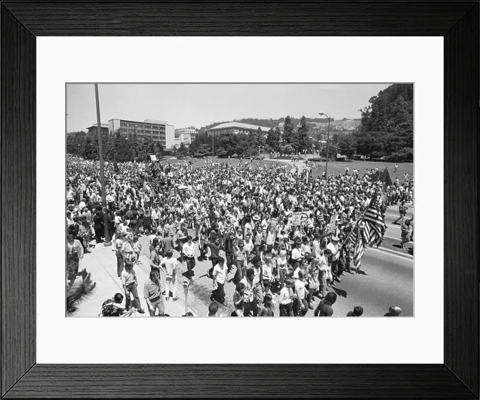 Framed Print : Demonstrators Marching Toward People's Park Framed Print : Demonstrators Marching Toward People's Park