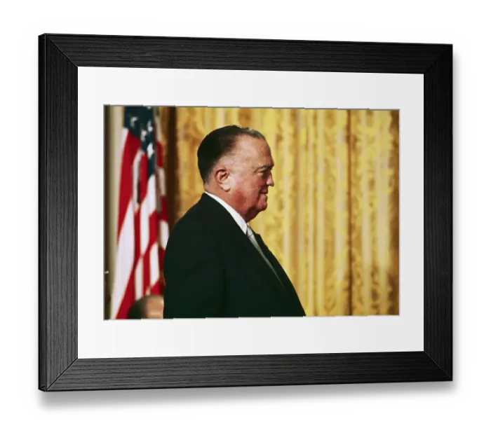 Framed Print : J. Edgar Hoover Standing by Flag Framed Print : J. Edgar Hoover Standing by Flag