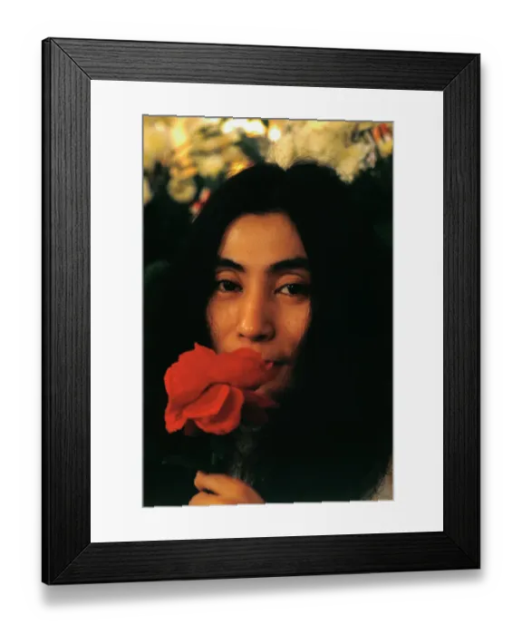 Framed Print : Head Shot of Yoko Ono with Rose Framed Print : Head Shot of Yoko Ono with Rose