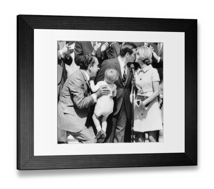 Framed Print : Donald Rumsfeld kissing wife at induction ceremony Framed Print : Donald Rumsfeld kissing wife at induction ceremony