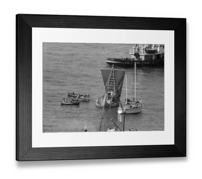 Framed Print : Escort Boats Follow Thor Heyerdahl on the Ra Framed Print : Escort Boats Follow Thor Heyerdahl on the Ra