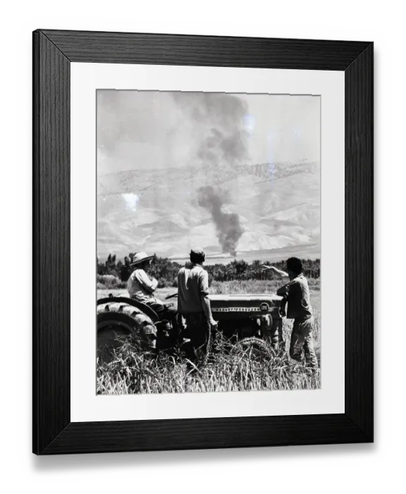 Framed Print : Kibbutzniks Watch Israeli Air Strike Framed Print : Kibbutzniks Watch Israeli Air Strike