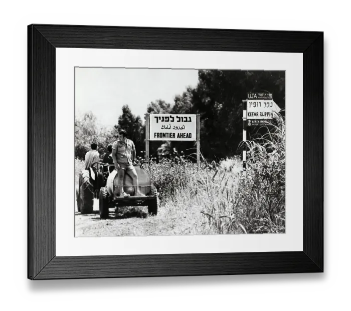Framed Print : Tractor Passing Two Signs Framed Print : Tractor Passing Two Signs