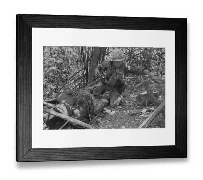 Framed Print : Soldier Aiding Wounded Soldier Framed Print : Soldier Aiding Wounded Soldier