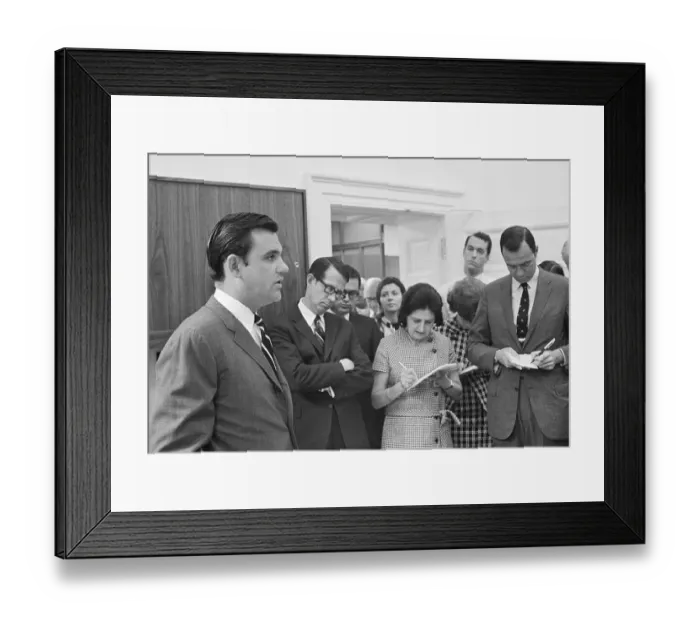 Framed Print : Helen Thomas Taking Notes at Press Conference