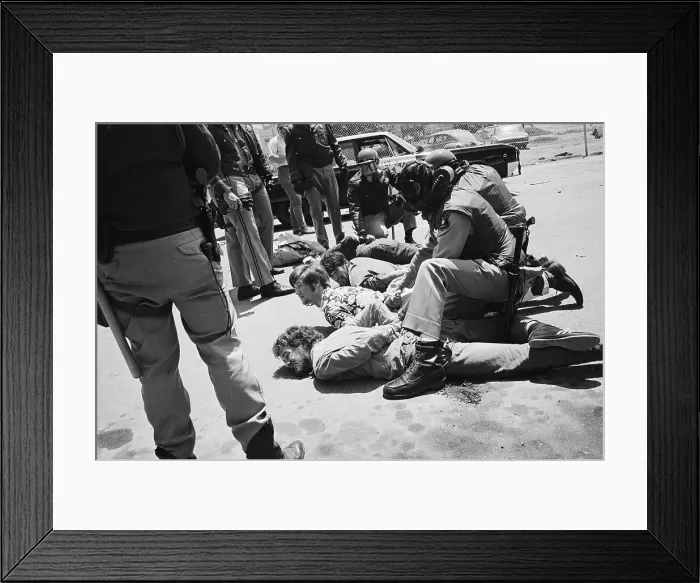 Framed Print : Police Arresting Berkeley Demonstrators Framed Print : Police Arresting Berkeley Demonstrators