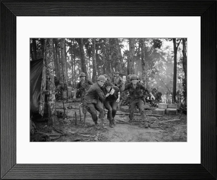 Framed Print : Wounded Soldier Taken To Helicopter Framed Print : Wounded Soldier Taken To Helicopter
