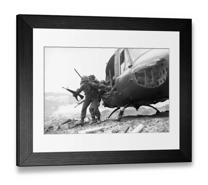 Framed Print : Helicopter Drops off Soldiers for Battle at Hamburger Hill Framed Print : Helicopter Drops off Soldiers for Battle at Hamburger Hill