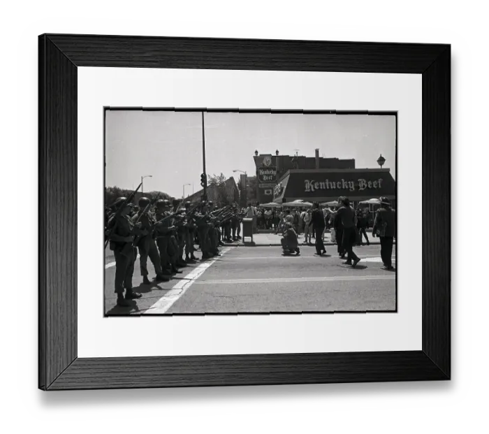Framed Print : National Guard Squaring off with Students Framed Print : National Guard Squaring off with Students