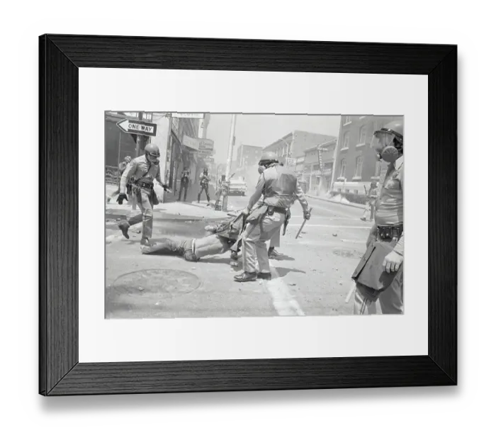 Framed Print : Policeman Dragging Away Demonstrator Framed Print : Policeman Dragging Away Demonstrator
